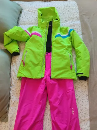 Conjunto esquí niña verde fluorescente