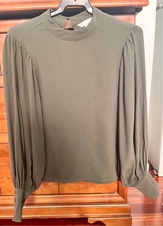 Camisa H&M manga holgada verde militar