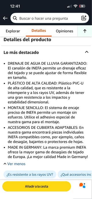 Canalón plástico 200cm 83mm marrón