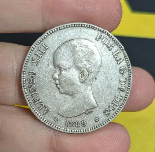 5 Pesetas 1889 Alfonso XIII Plata