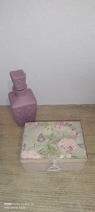 Lote Shabby Chic: Caja y Botella