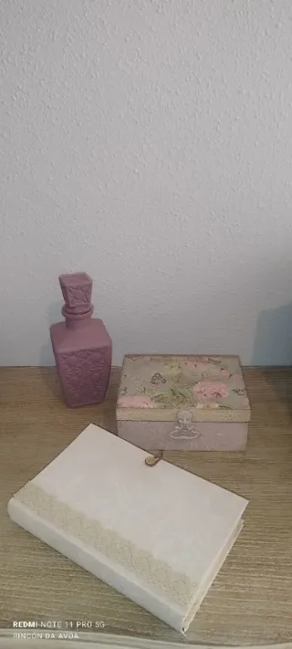 Lote Shabby Chic: Caja y Botella