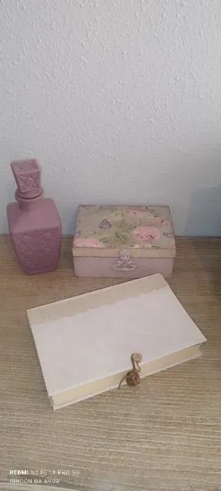 Lote Shabby Chic: Caja y Botella