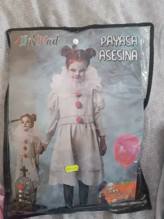 Disfraz Payasa Asesina Niña Talla 3/4 años