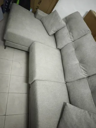 Sofá Cama 2.60m Tela Gris Sin Uso