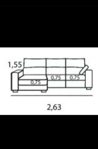 Sofá Cama 2.60m Tela Gris Sin Uso