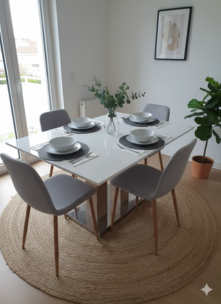 Mesa comedor extensible blanca y madera