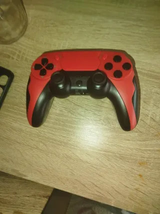 Mando PS4 Rojo y Negro Fake