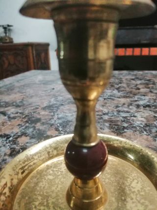 Palmatoria Vintage Metal Dourado Madeira ,ver fot