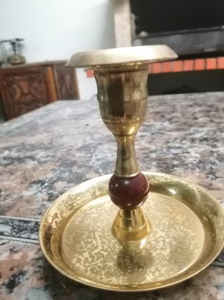 Palmatoria Vintage Metal Dourado Madeira ,ver fot