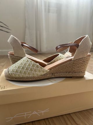 Alpargatas tacón Stay beige/verde