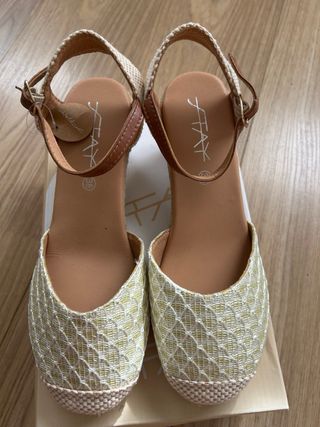 Alpargatas tacón Stay beige/verde