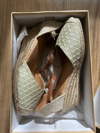 Alpargatas tacón Stay beige/verde