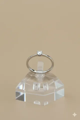 Anillo Solitario Oro Blanco Diamante