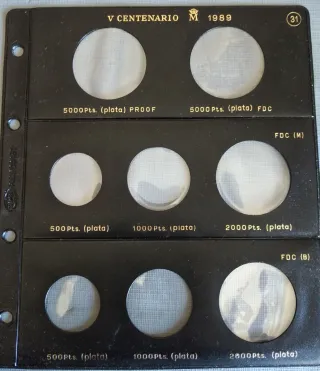Caja y custodie per album per monete V Centenario.