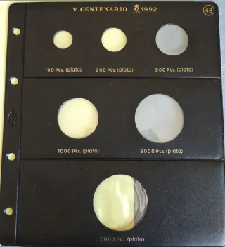 Caja y custodie per album per monete V Centenario.