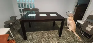Mesa de comedor madera y cristal