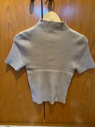 Jersey beige plateado con pedrería