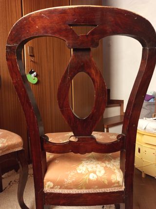 2 Sillas Isabelinas Madera Tapizado Rosa