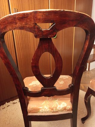 2 Sillas Isabelinas Madera Tapizado Rosa