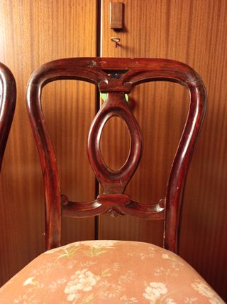 2 Sillas Isabelinas Madera Tapizado Rosa