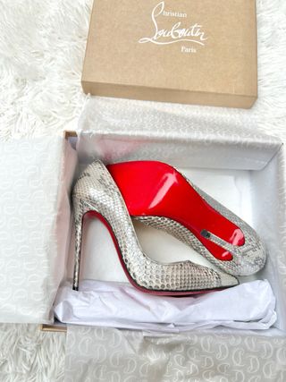 Tacchi Christian Louboutin Pitone Rosso Argento
