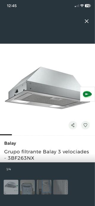 Campana Extractora Balay 3BF263NX