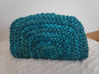 Bolso Rafia Turquesa Cadena Dorada