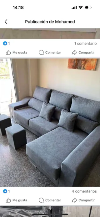 Sofá modular gris tela