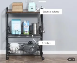 Carrito Auxiliar Metálico con Ruedas