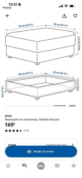 Reposapies IKEA KIVIK Gris