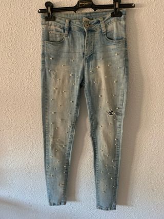 Pantalón vaquero juvenil perlas y brillos
