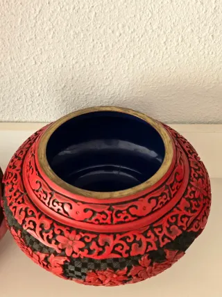 Cuenco Chino Cinabrio con Tapa