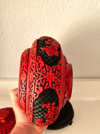 Cuenco Chino Cinabrio con Tapa