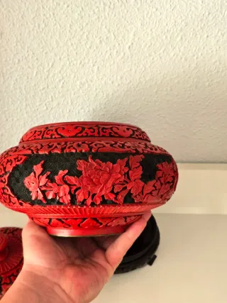 Cuenco Chino Cinabrio con Tapa