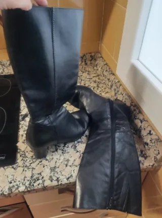 Botas altas de piel negras mujer talla 37