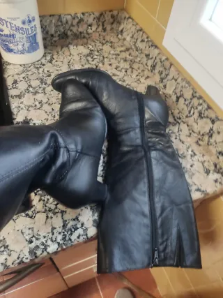 Botas altas de piel negras mujer talla 37
