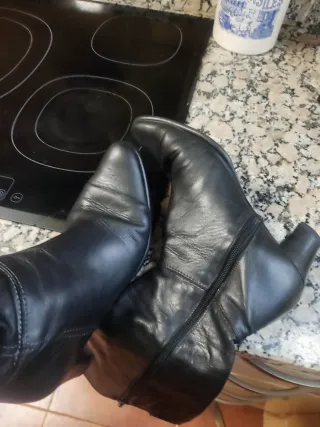 Botas altas de piel negras mujer talla 37
