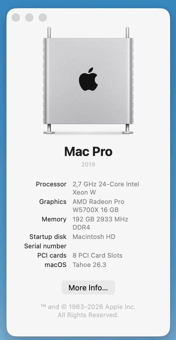 Mac Pro 24-Core 192GB RAM 2xAMD 5700X SUPERCUIDADA afbeelding 10