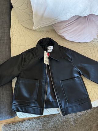 Chaqueta niña polipiel negra Lefties T. 5-6