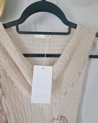 Conjunto pantalón y top Zara beige