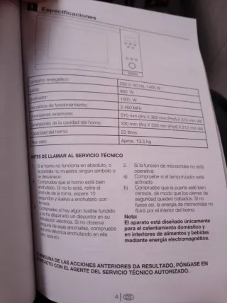 Microondas Beko MWB 2310 EX (No funciona)