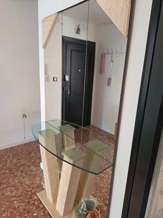 Mueble recibidor cristal y piedra