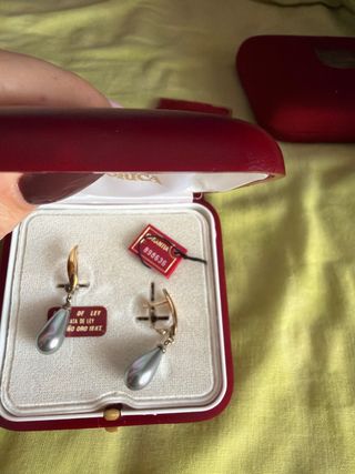 Pendientes Majorica Oro 18kt Perla Gris