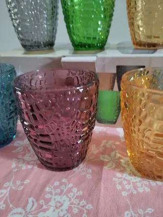 Set 6 Bicchieri Vetro Colorati