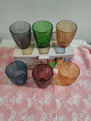 Set 6 Bicchieri Vetro Colorati