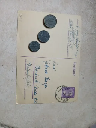 Monete Terzo Reich con Postkarte Regime Nazista