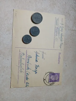 Monete Terzo Reich con Postkarte Regime Nazista