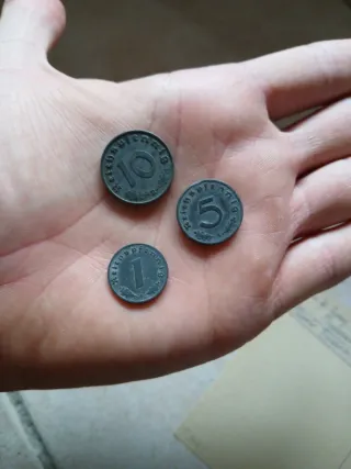 Monete Terzo Reich con Postkarte Regime Nazista