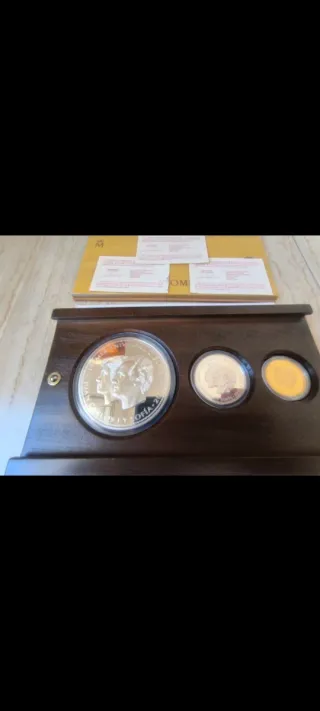 Moneda oro y plata primer aniversario euro 2003